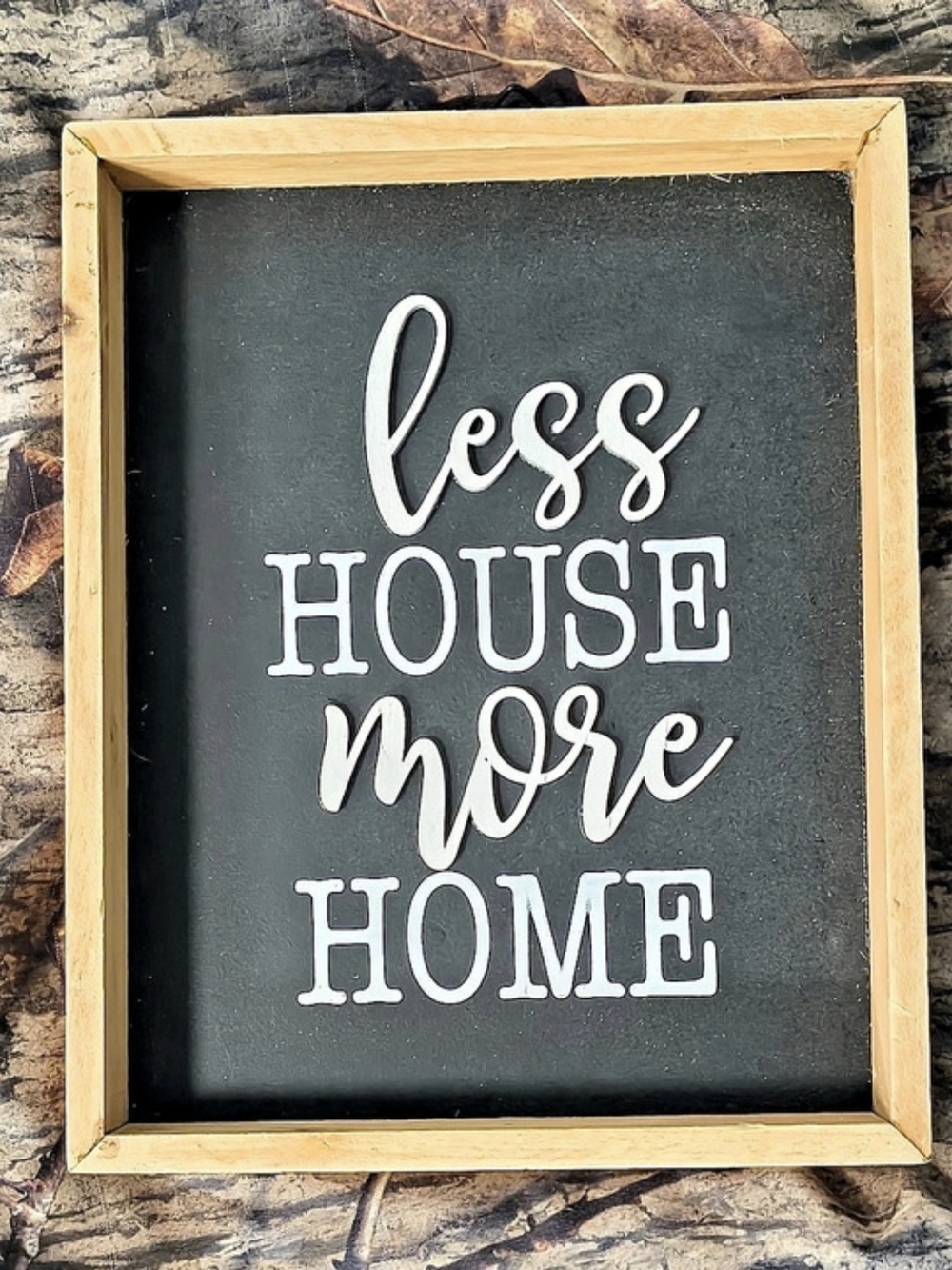 Less House More Home Framed Wall Art, Black & Brown